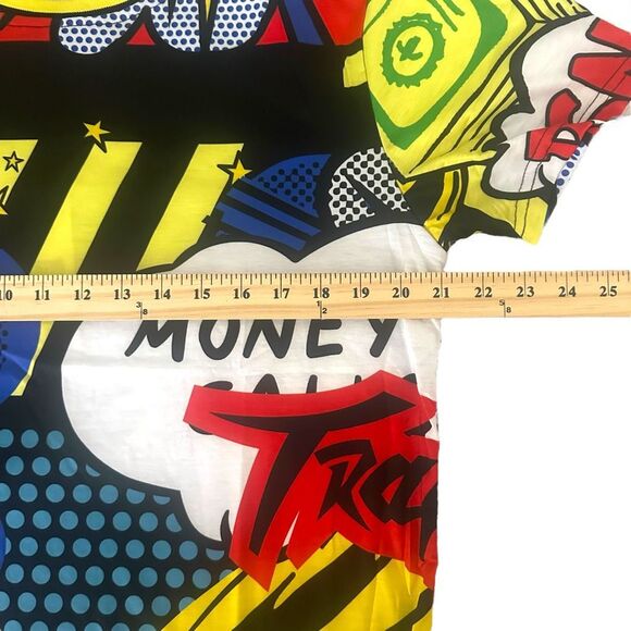 Money Calls Trap Comic All Over Print T-shirt Men’s M - Streetwear Urban Emo NWT - Picture 11 of 12